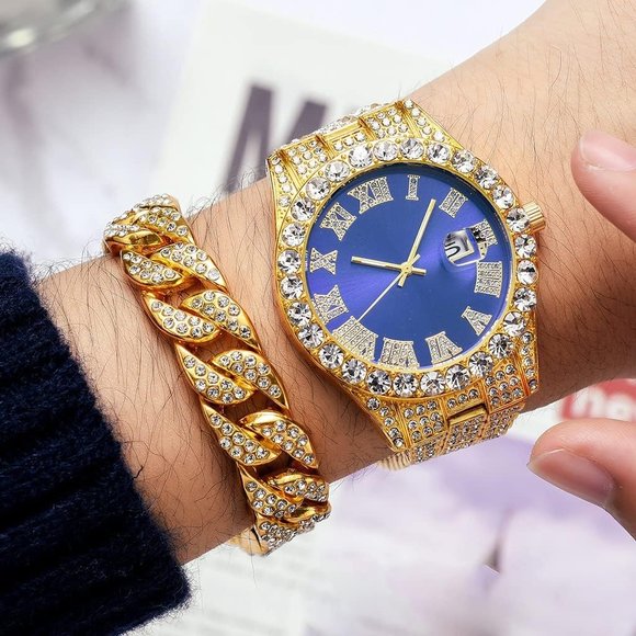 Great Watches -Luxury Full Diamond Quartz Watch - Bling Bling Jewelry Watch (1U82)